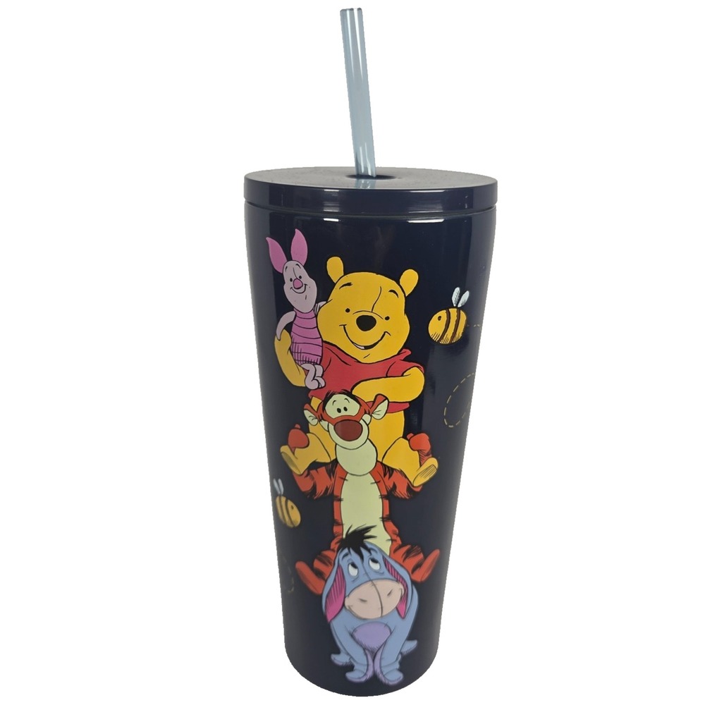 Disney Winnie the Pooh Tumbler 22 Oz Piglet Tigger Eeyore Stainless Steel Straw